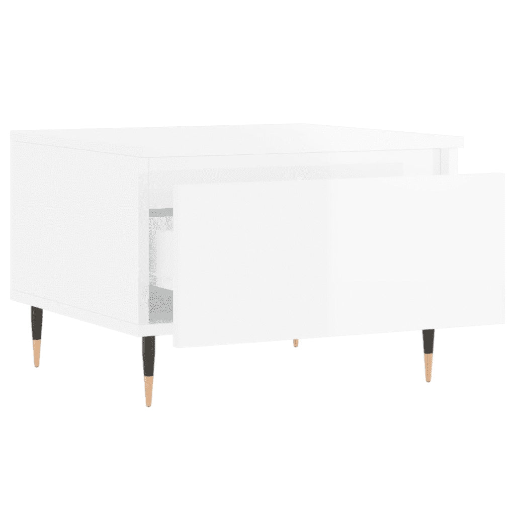2 pz Tavolini salotto | Tavolino da caff¨¨ | Tavolino da Soggiorno Bianco Lucido 50x46x35cm Legno Multistrato