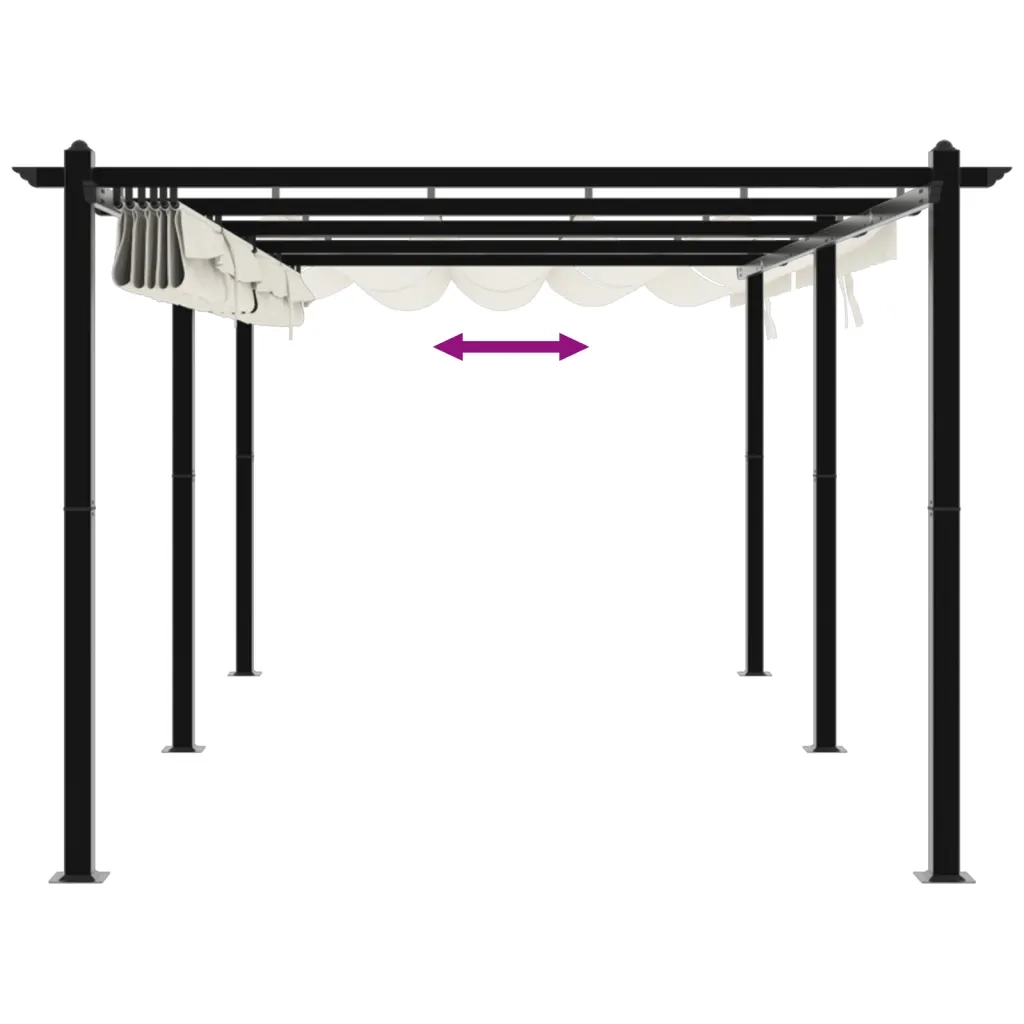 Gazebo da Giardino con Tetto Retrattile Crema 3x6m in Alluminio