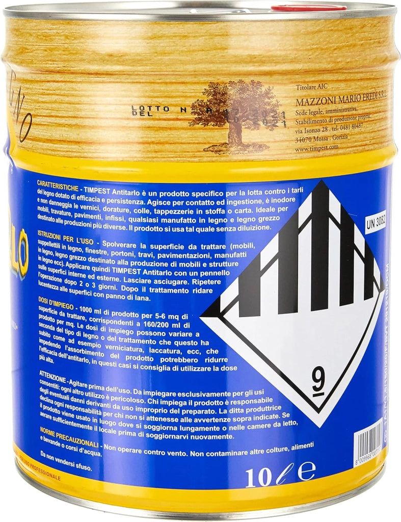 Timpest ANTITARLO LT. 10-Base solvente Attivo Contro tarli