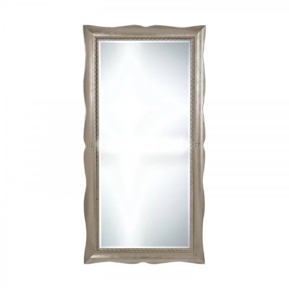 Mobili2g - specchiera foglia argento rettangolare- misure: l.90 x h.180 x p.7