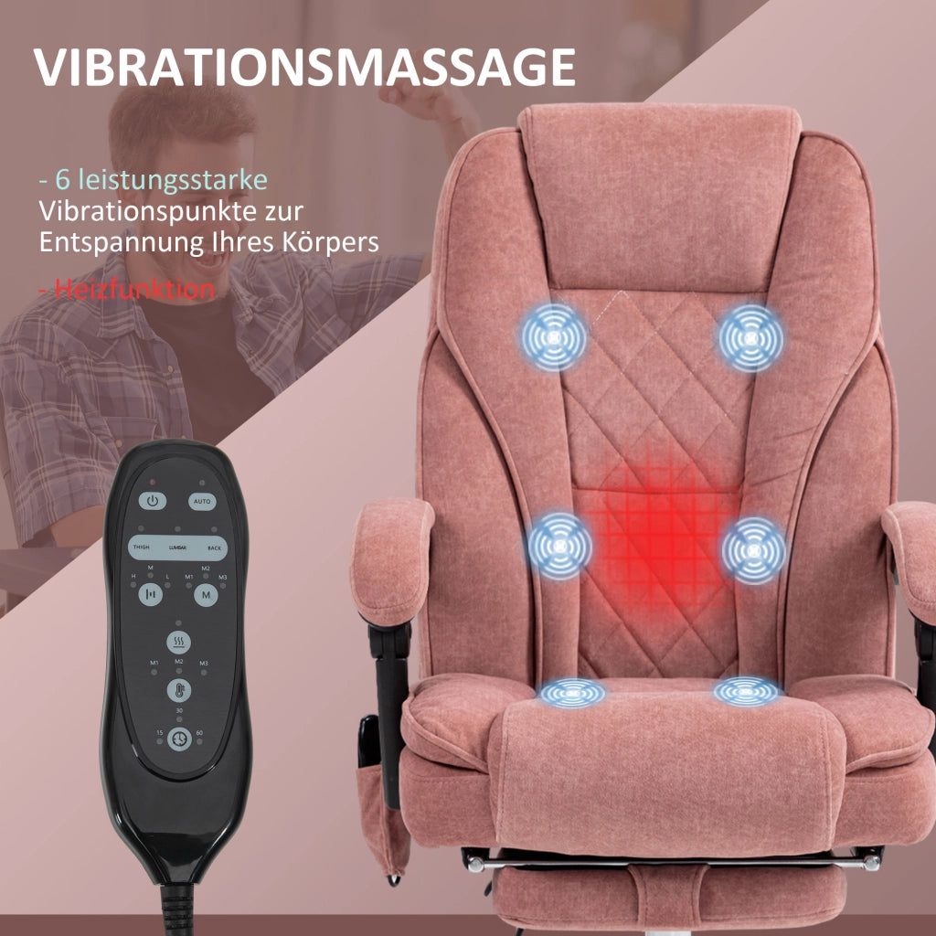Sedia da ufficio ergonomica ¨C zephmum ¨C rosa con schienale regolabile e poggiapiedi