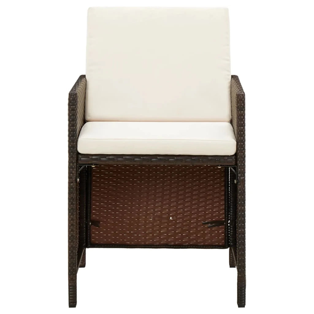 Set da pranzo da giardino da 9 pezzi e cuscini in polyrattan marrone 02_0014526