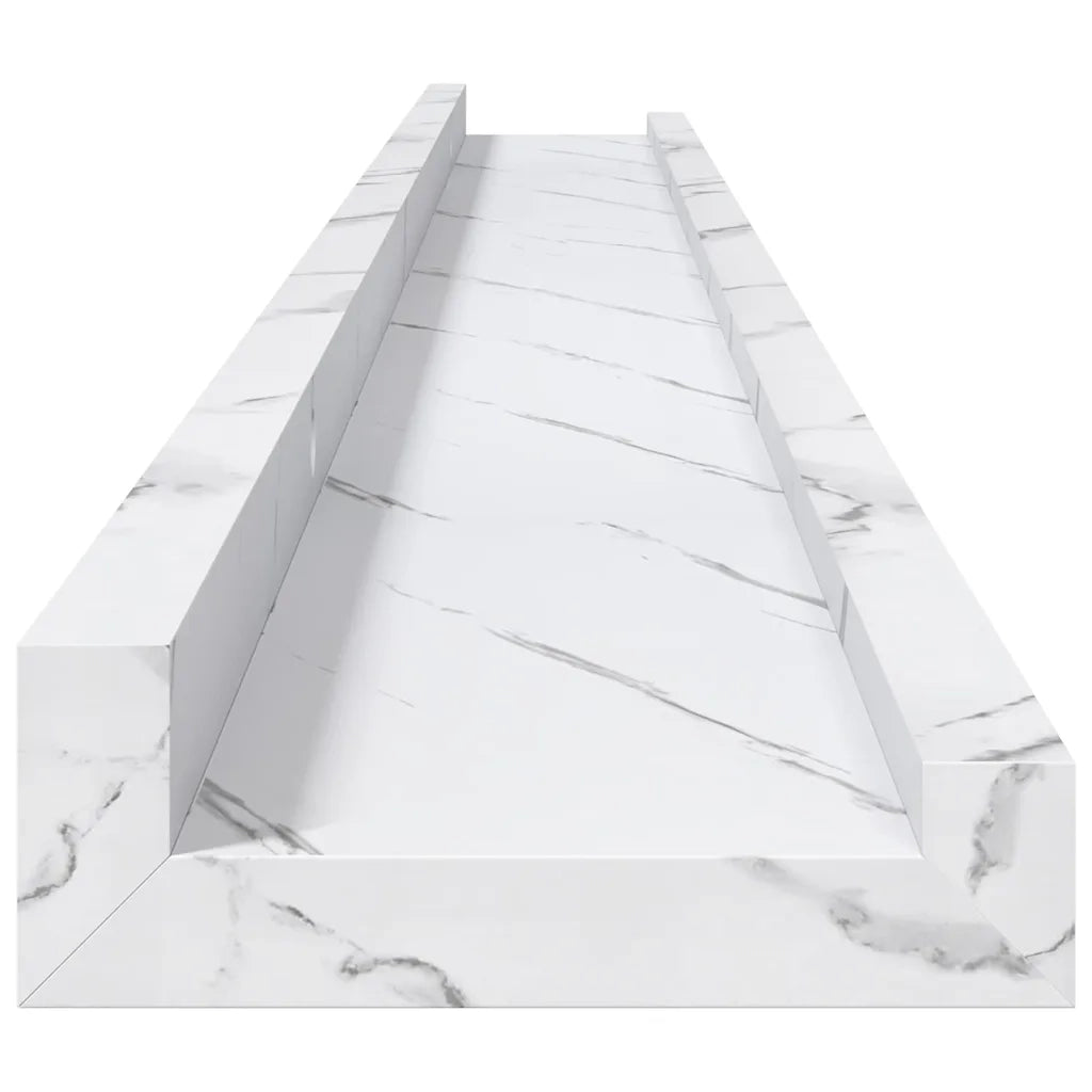 2 pz Scaffale da parete | Ripiano a parete | Mensola a parete Marmo Bianco 100 x 9 x 3 cm