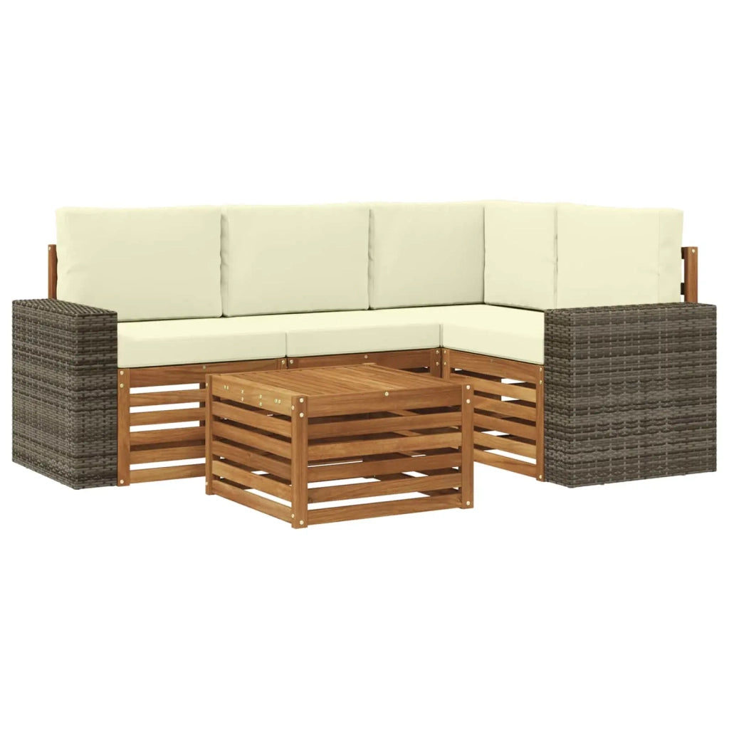 Set di divani da esterno 5 pcs Naturale e Crema 59 x 59 x 37 cm 3384336