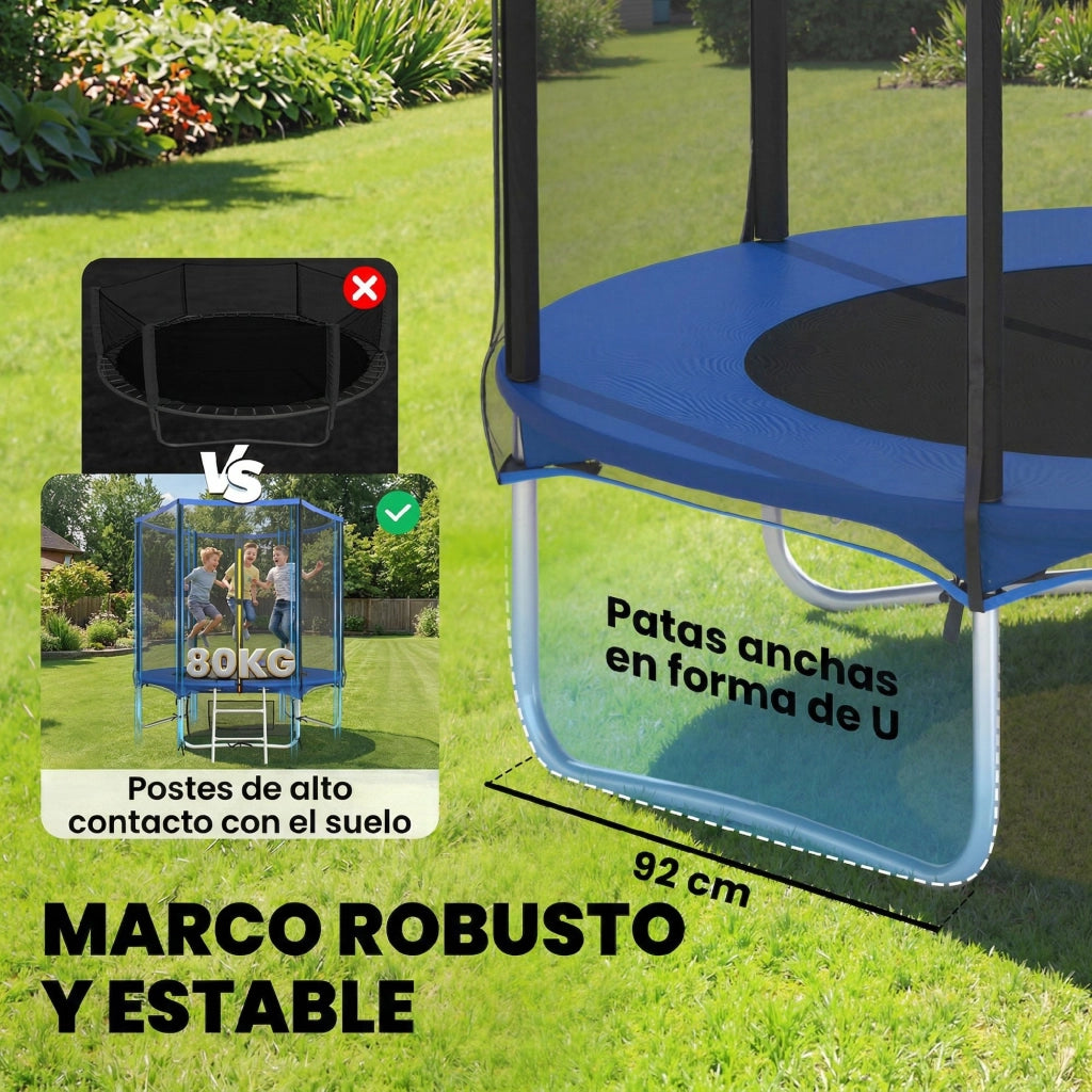 Trampolino Elastico Esterno 183 cm con Rete di Sicurezza e Scala ¨C Zephmum ¨C Blu