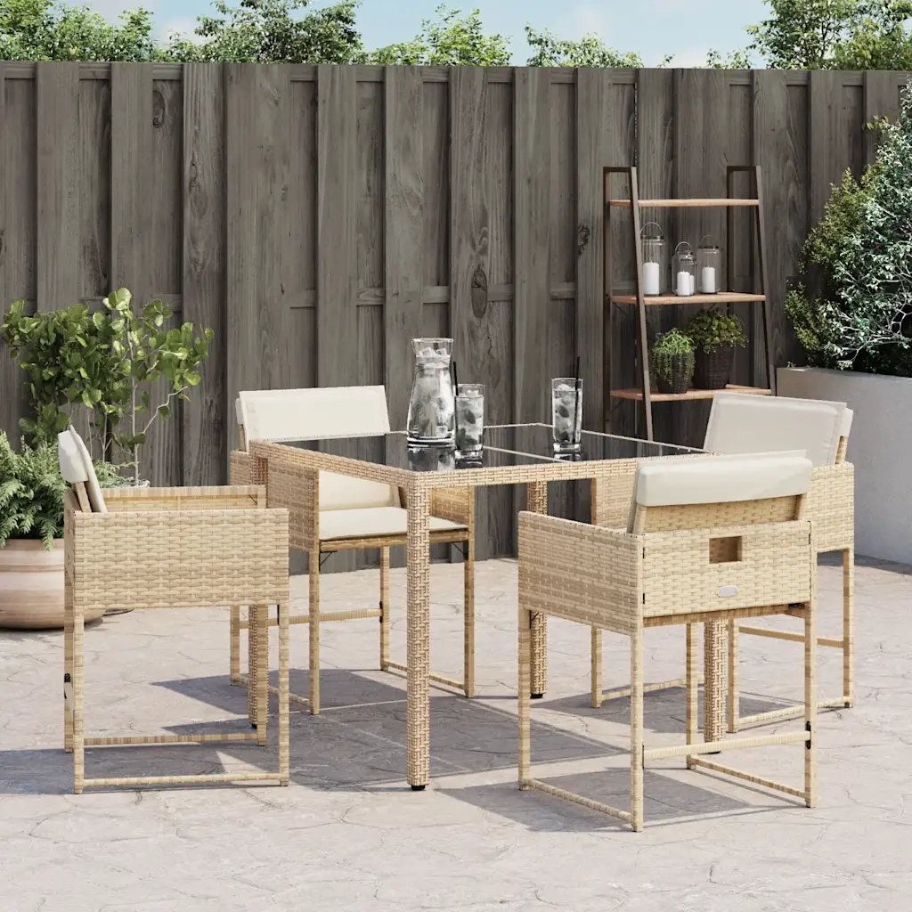 vidaXL Sedie da Giardino con Cuscini 4 pz Beige in Polyrattan