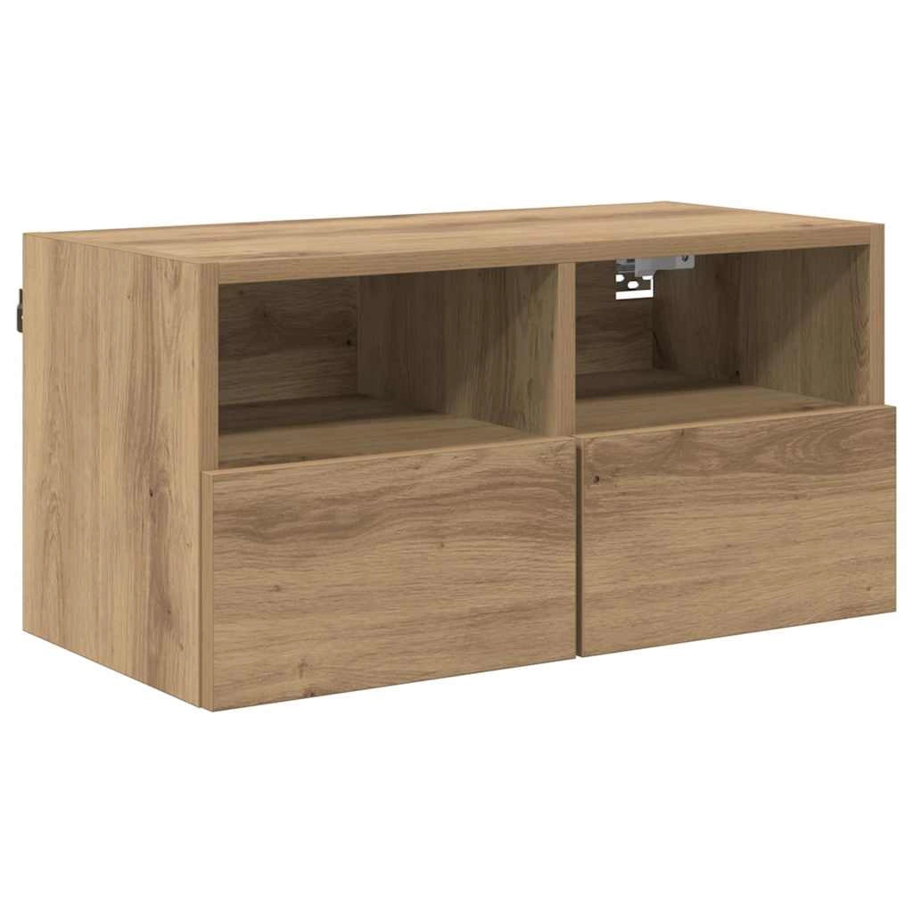 Mobile TV moderno e minimalista da parete 40,5 x 30 x 102 cm con 4 ante elegante contenitore in finitura rovere ingegnerizzato 02_0056074