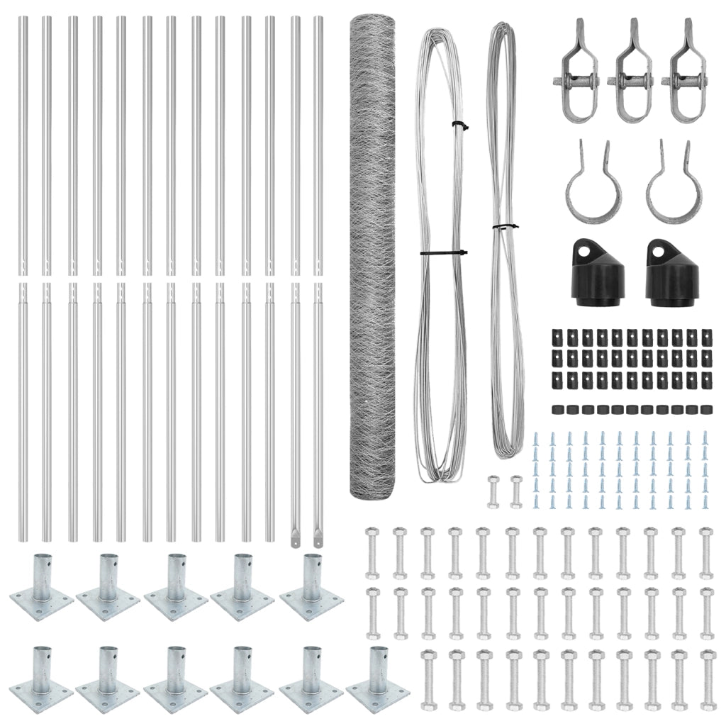 Set di Recinzione Set di 2 Acciaio zincato 25 x 1,5 m Durevole