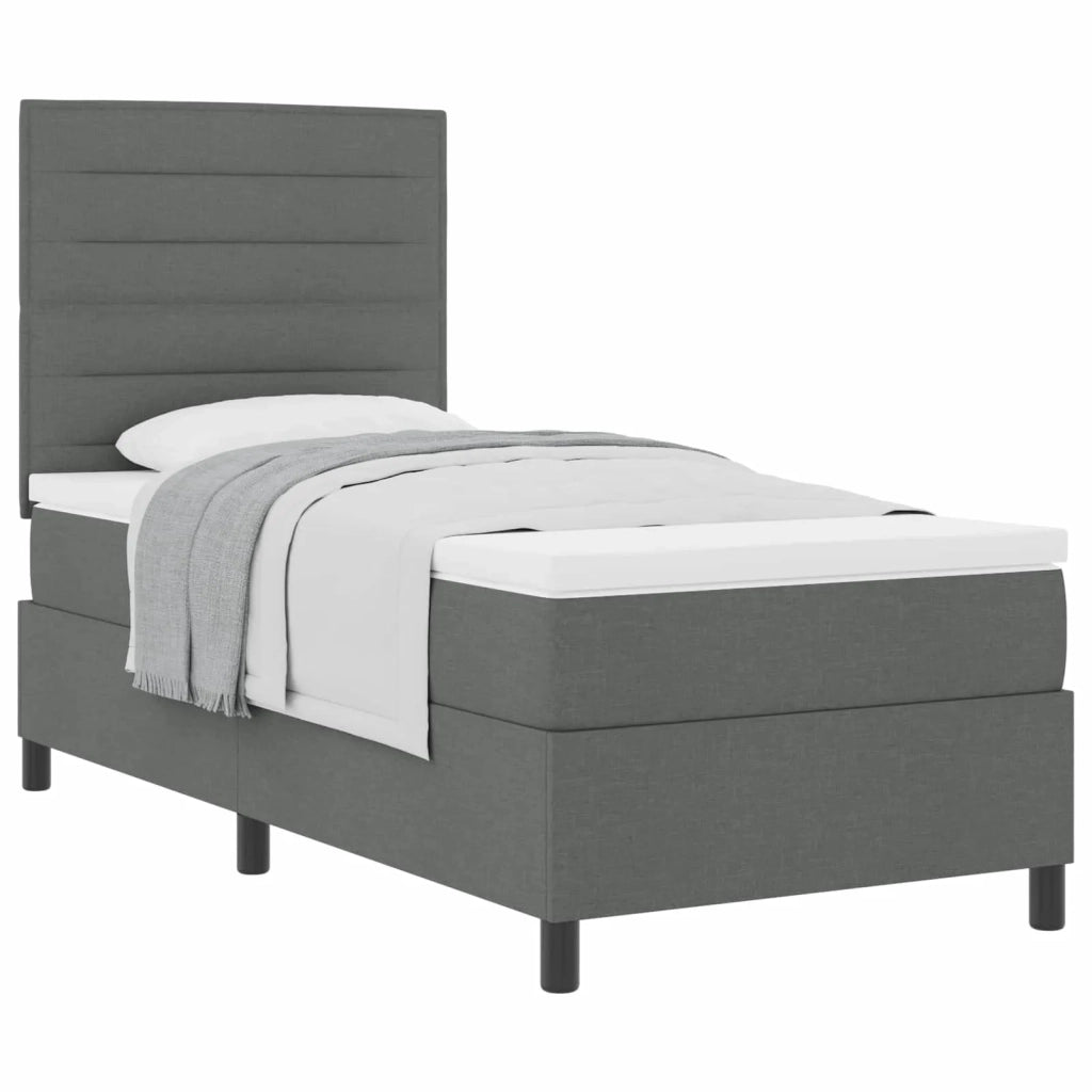 Letto a molle con materasso Grigio scuro 80 x 200 cm Tessuto 3339267