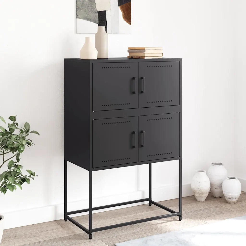 Credenza-Buffet-Armadio da cucina Nera 68,5x38,5x107 cm in Acciaio 634873