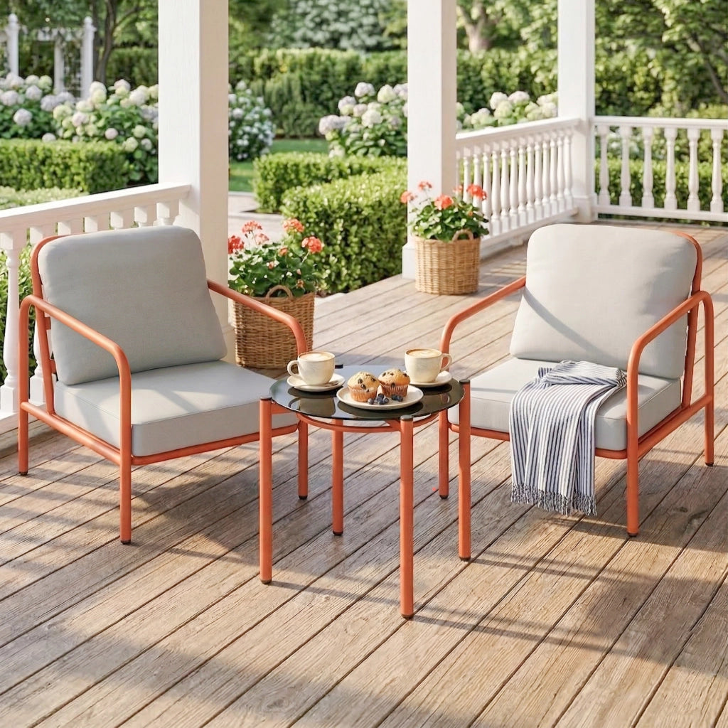 Set Salotto da Giardino 3 Pezzi con 2 Poltrone e Tavolino ¨C zephmum ¨C Grigio Antracite 63x77x76 cm
