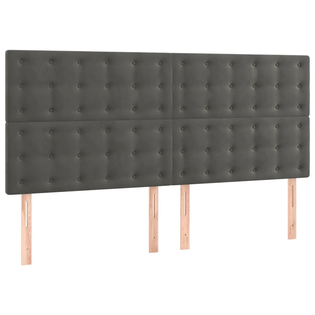 Giroletto a Molle con Materasso Grigio Scuro 200x200 cm Velluto