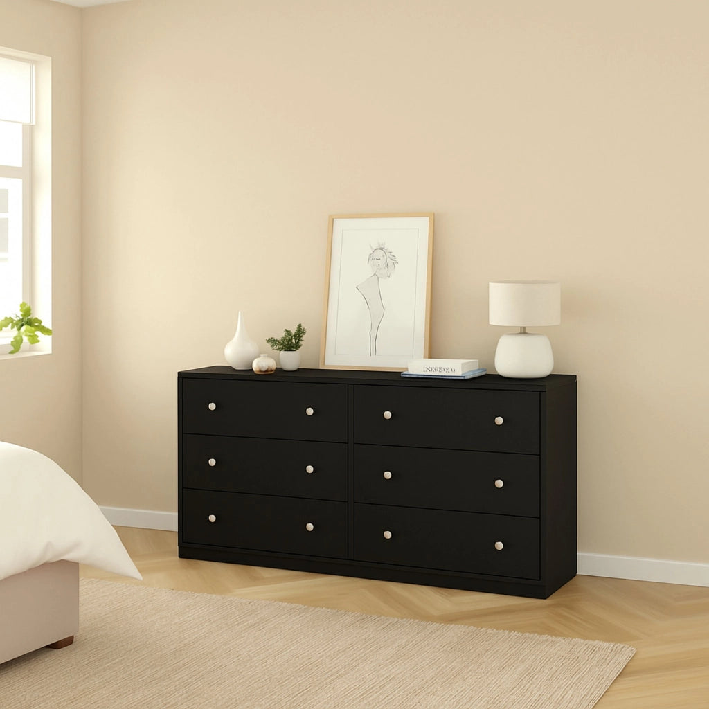 Credenza Rick, Buffet da soggiorno, Madia da salotto, Dispensa da cucina, 143x30 h68 cm, Nero
