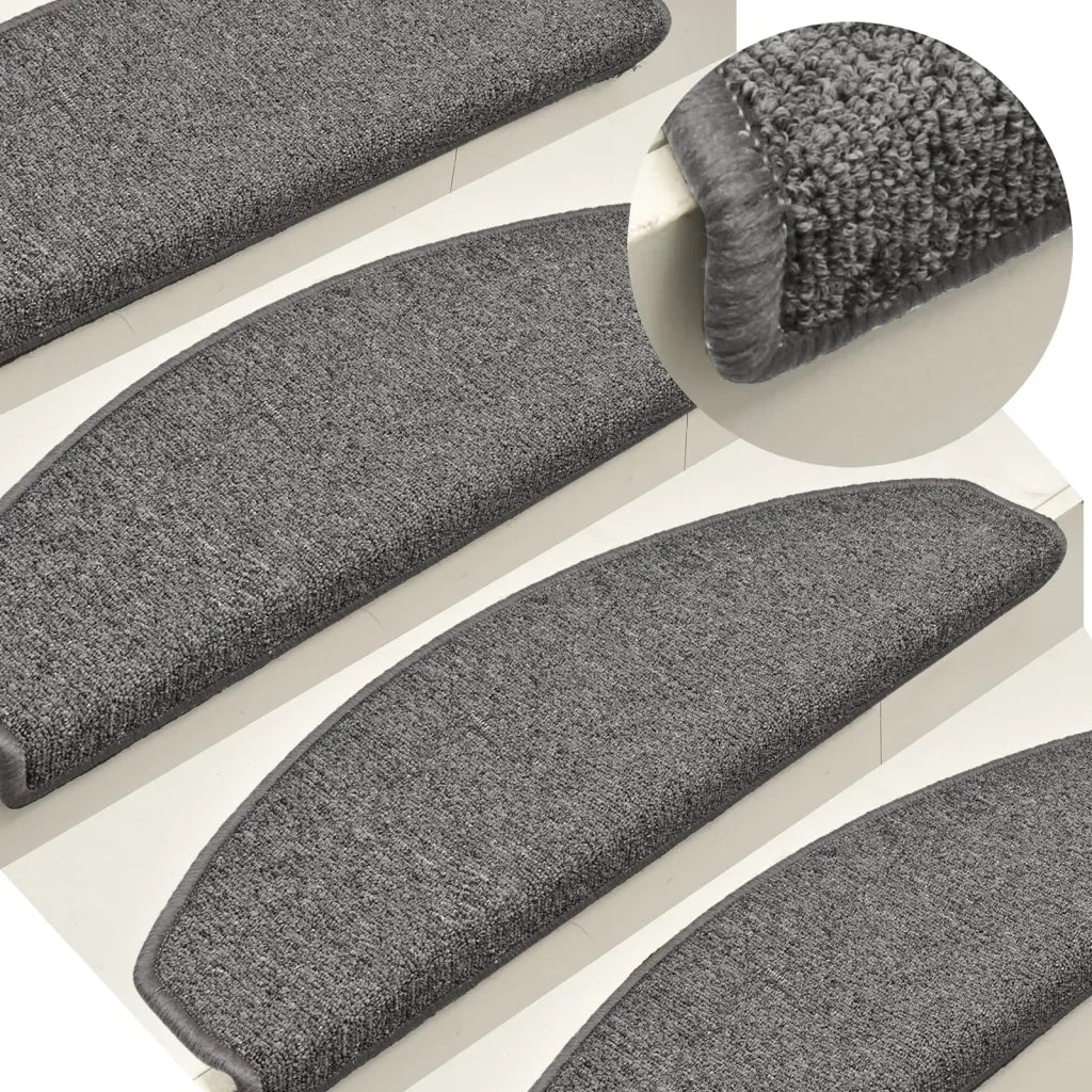 Tappetini per scale 15 pz | Gradini per Scale 65x24x4 cm Grigio scuro Semicircolari Grandi