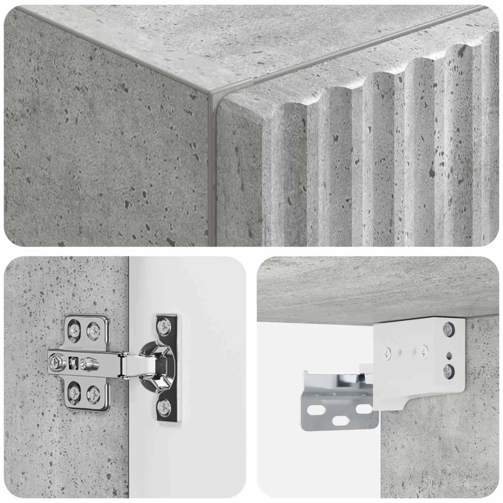 Mobiletto da Bagno a Muro Grigio Cemento 33 x 34,5 x 60 cm 890665