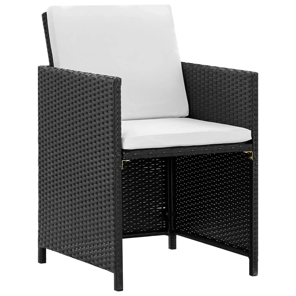 Set di mobili da giardino per esterni 13 pezzi con cuscini resina intrecciata nera 02_0015783