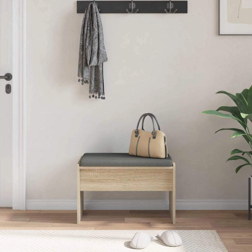 Panca per ingresso con cuscino Rovere Sonoma 63 x 38 x 40 cm