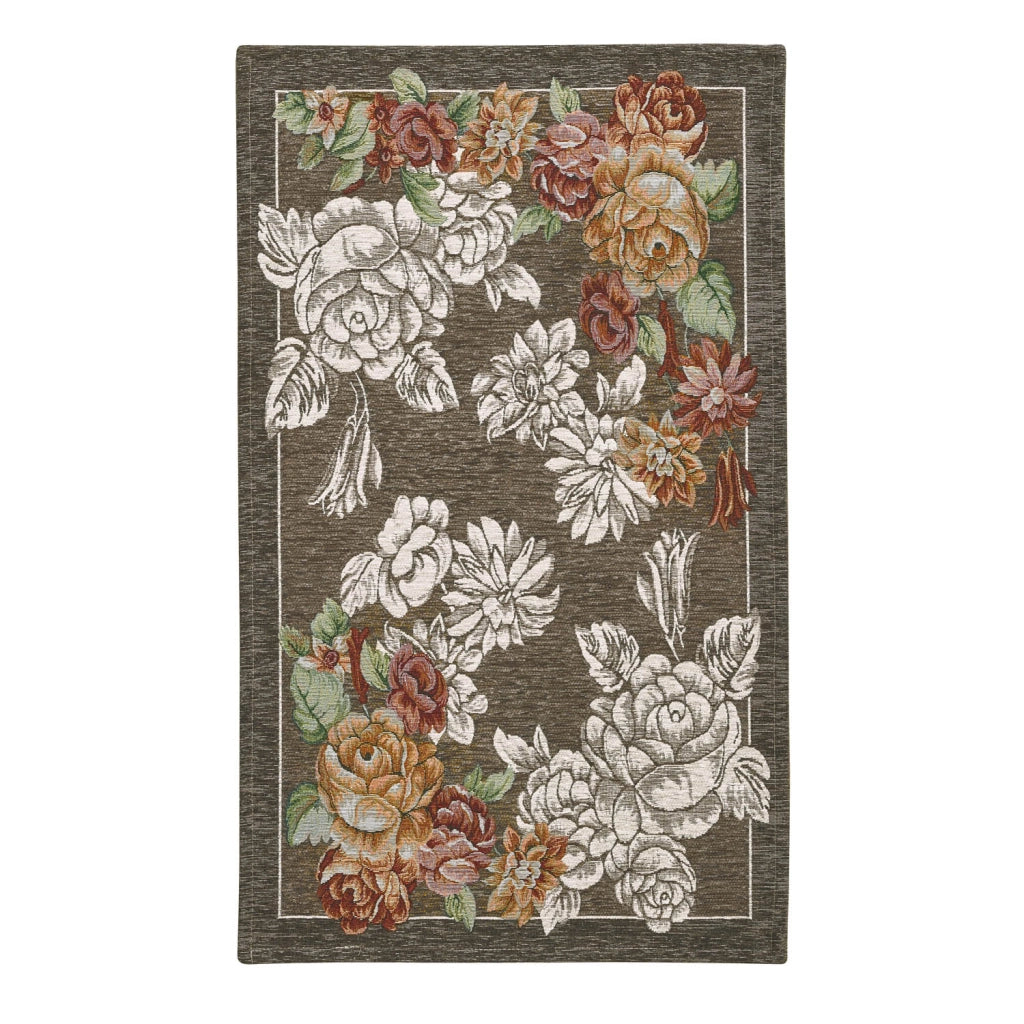 Tappeto floreale BLOOM FANGO cm.85x150 disegno moderno con fiori, multiuso lavabile antiscivolo