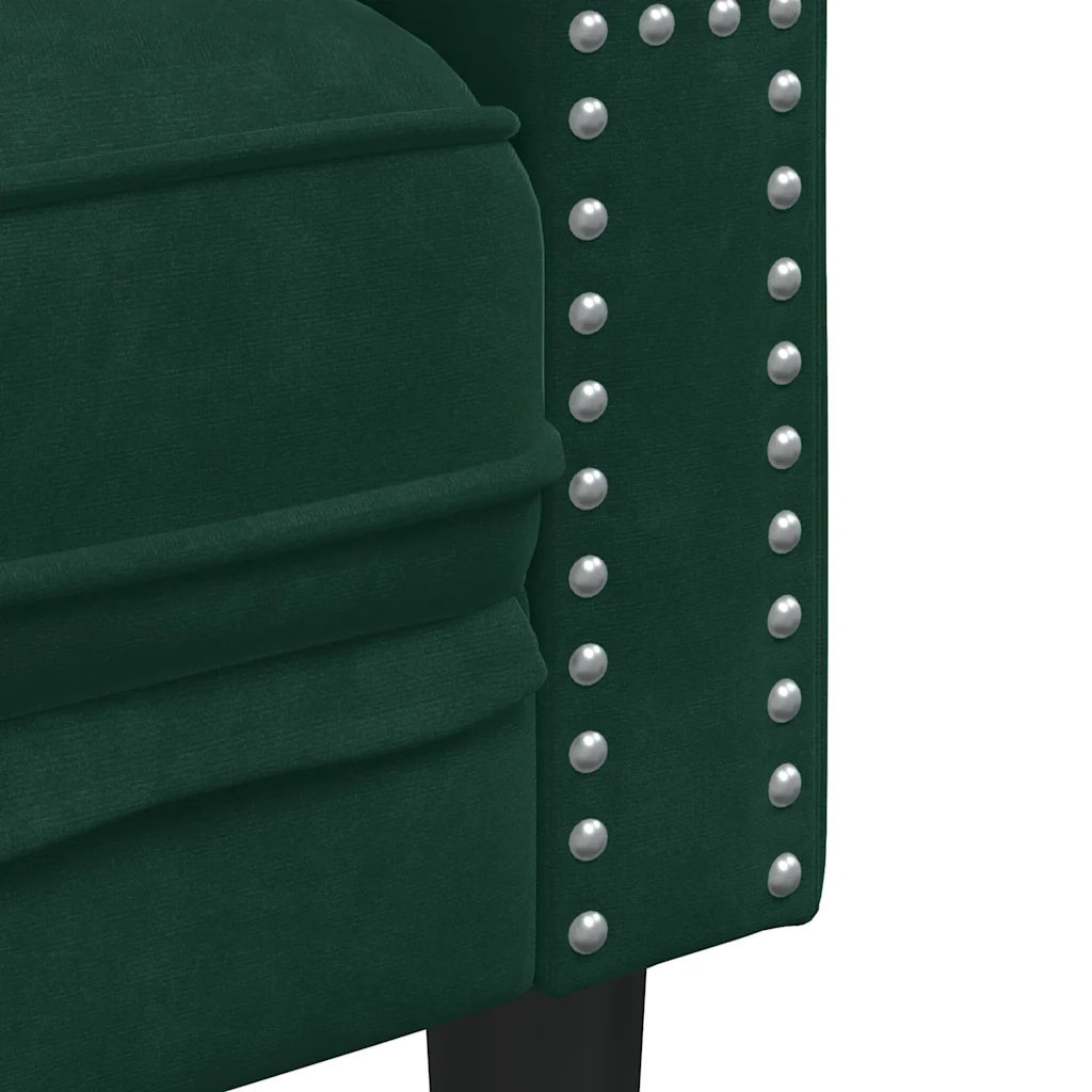 Divano Chesterfield con Rinforzi 3 Posti Verde Scuro in Velluto 372695