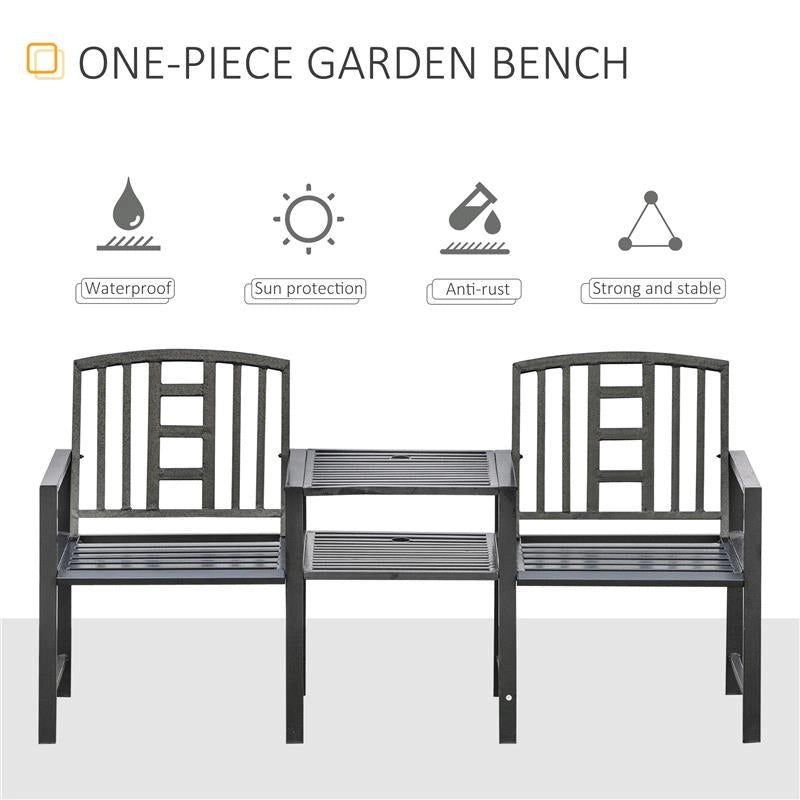 PANCHINA DA GIARDINO MODERNA 2 POSTI CON TAVOLINO E FORO PER OMBRELLONE