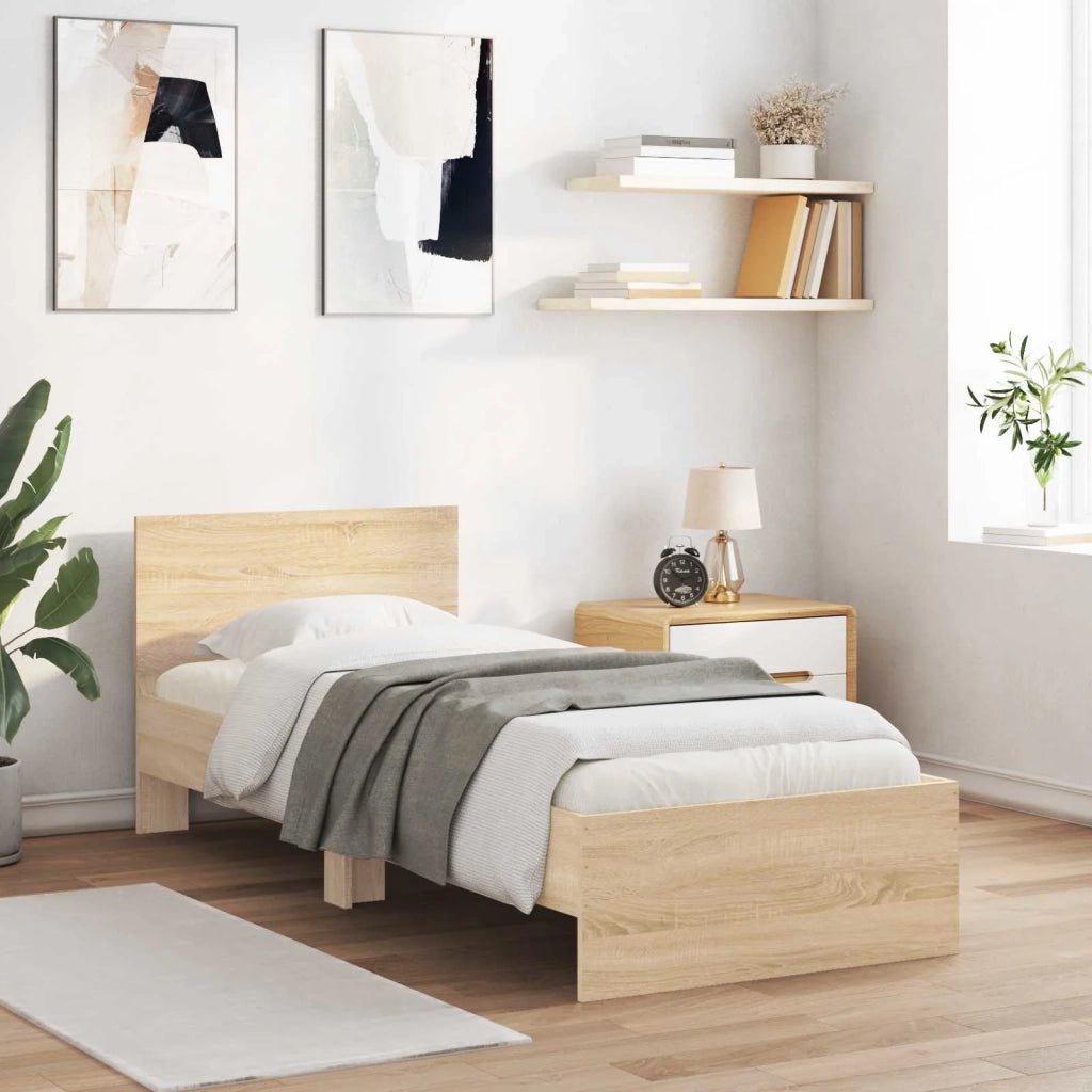Struttura letto con testata-Giroletto Rovere Sonoma 80 x 200 cm 834203