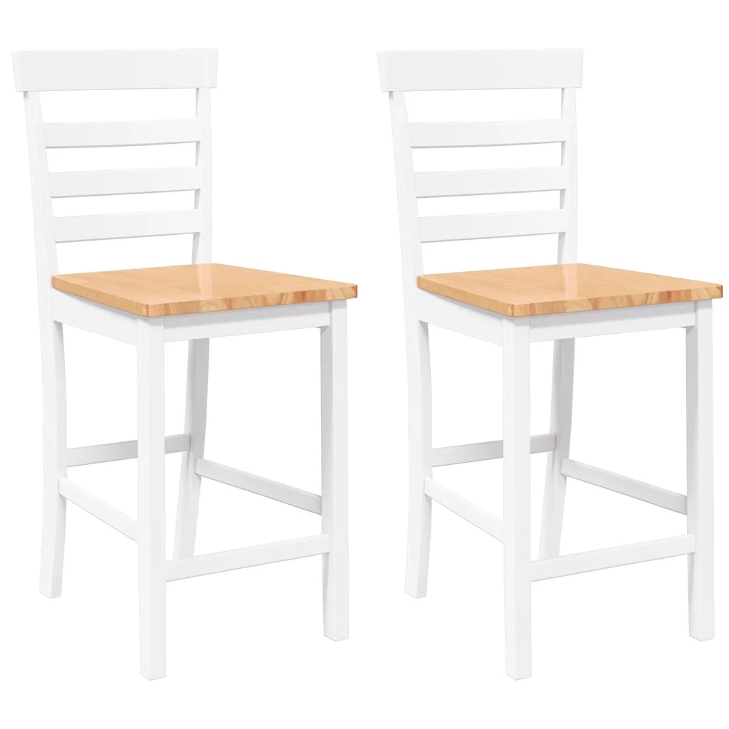 Sgabelli da Bar 2 pz Bianchi in Legno Massello di Hevea 4102542
