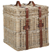 Baule in rattan telaio in mogano cinture in pelle coperchio fatto a mano naturale soggiorno camera da letto stile boho