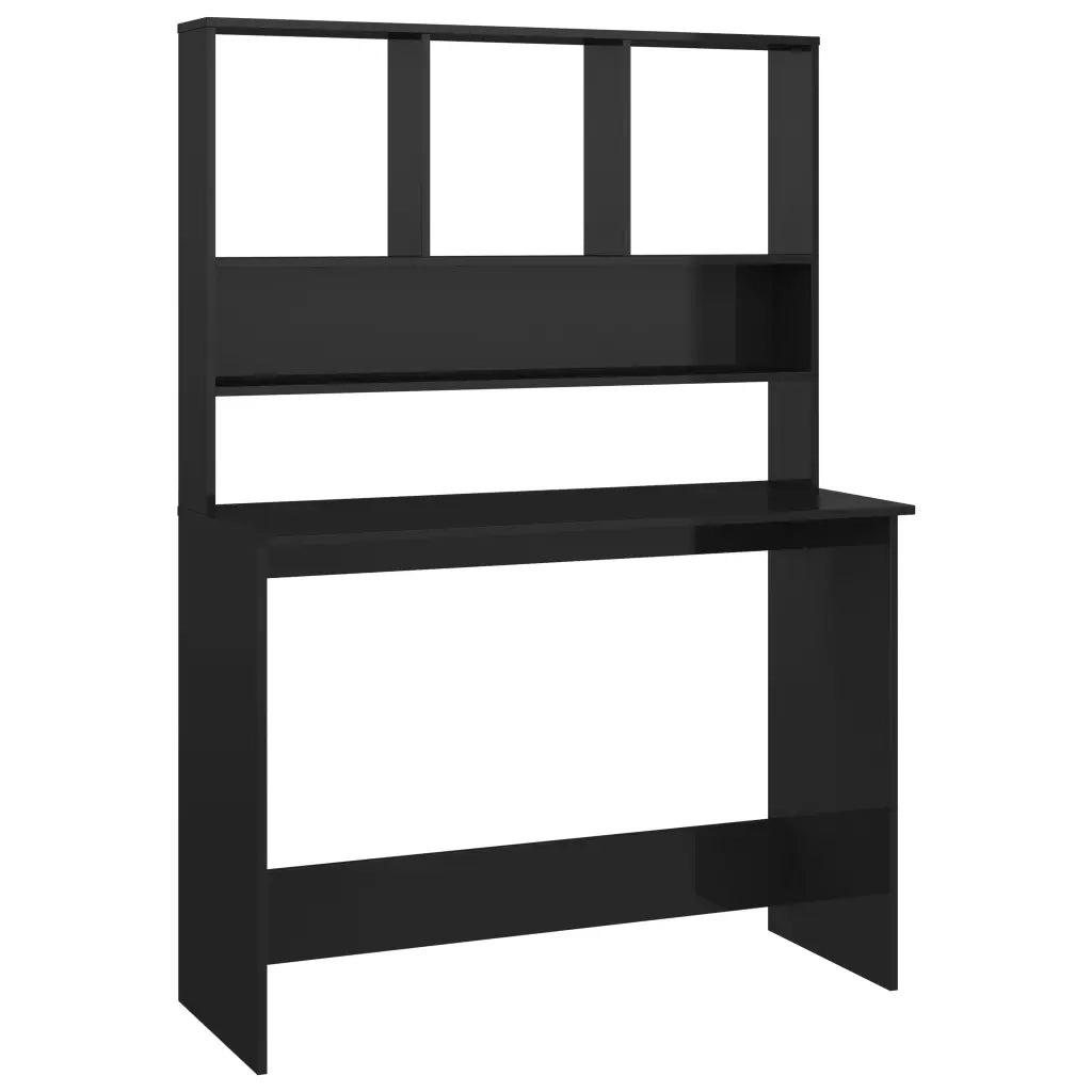 Scrivania con Mensole Nero Lucido 110x45x157 cm in Truciolato cod mxl 58050