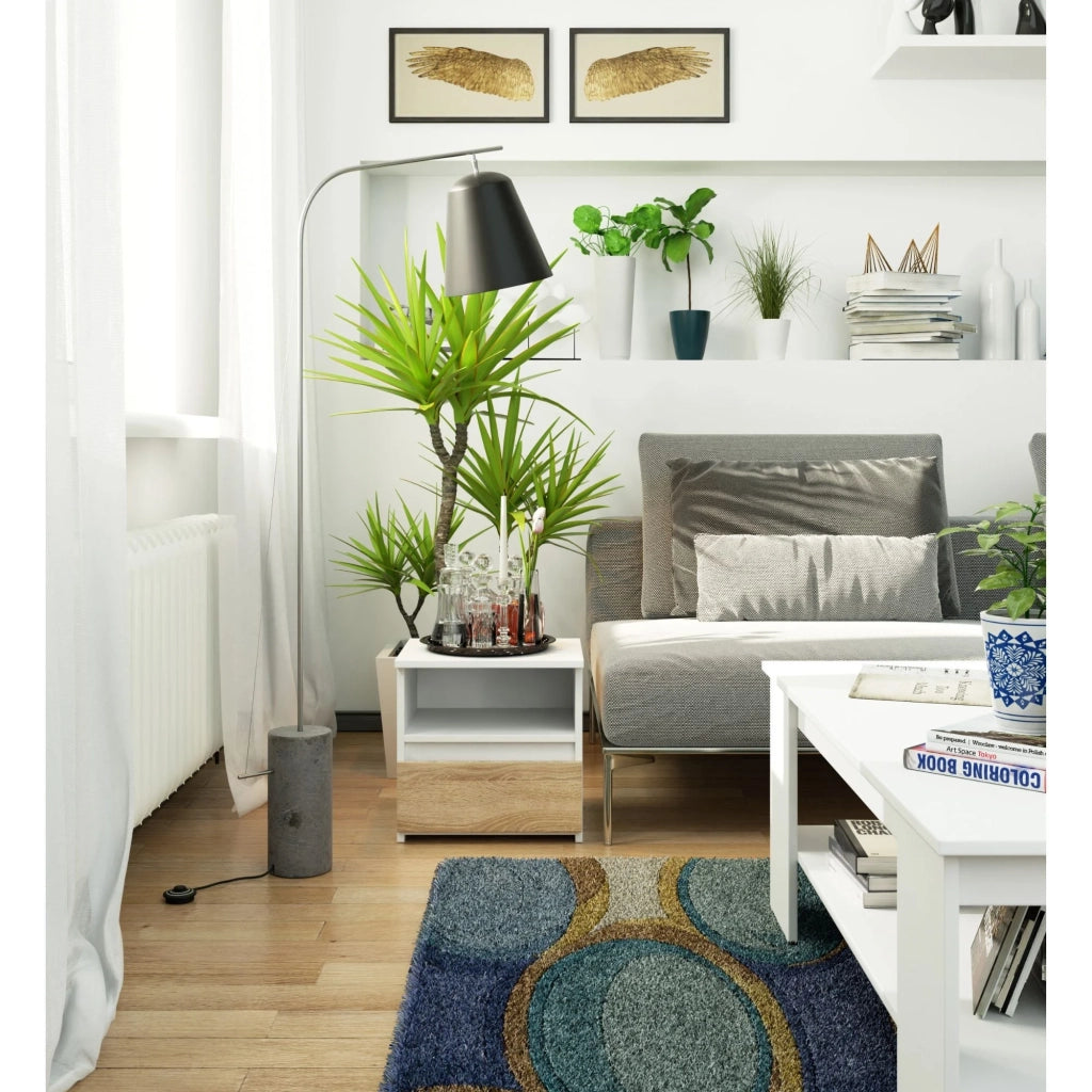 Comodino AKORD CL1 Bianca 40 cm 1 cassetto inserto frontale Sonoma Quercia 40x35x40 cm
