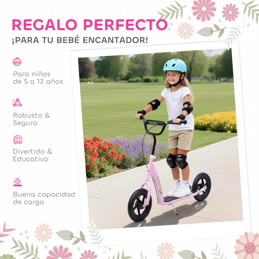 Monopattino per Bambini 5-12 Anni ¨C Xylo ¨C Ruote 12', Freno, Manubrio Regolabile, Rosa