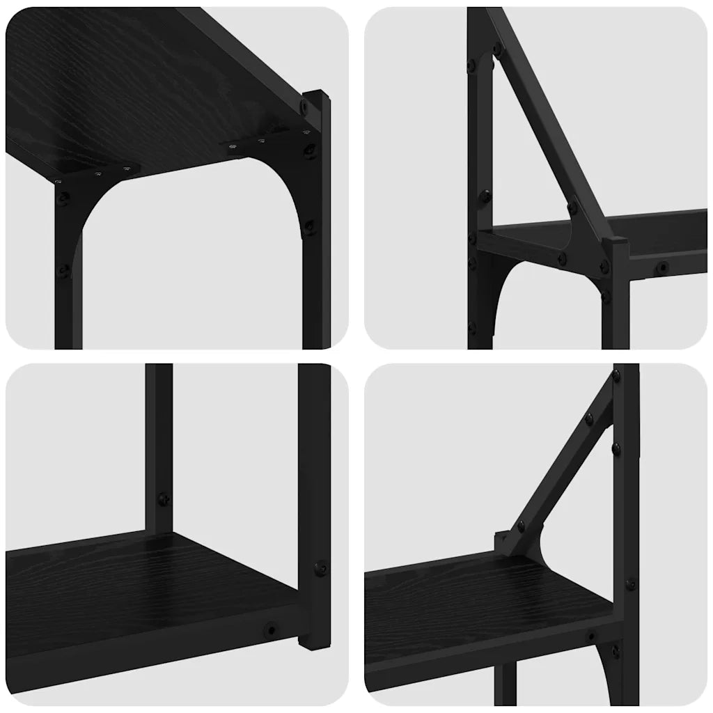 Scaffale da parete con lo scaffale Rovere nero 60 x 21 x 51 cm 883515