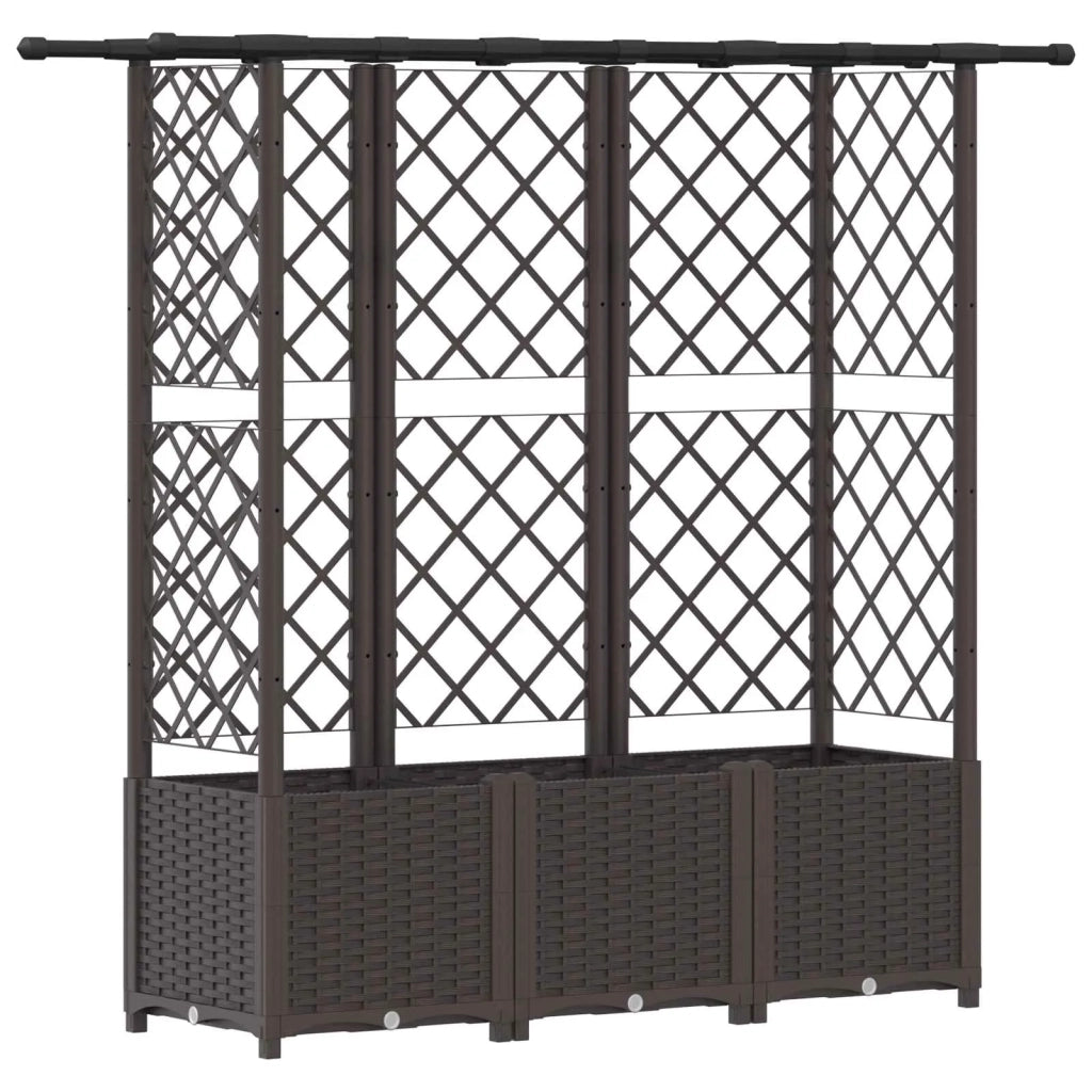 Letto Rialzato con Griglia e Tetto Marrone 163,5 x 40 x 138 cm 42032525