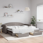 vidaXL Divano Letto Estraibile con Cassetti Tortora 100x200 cm Tessuto