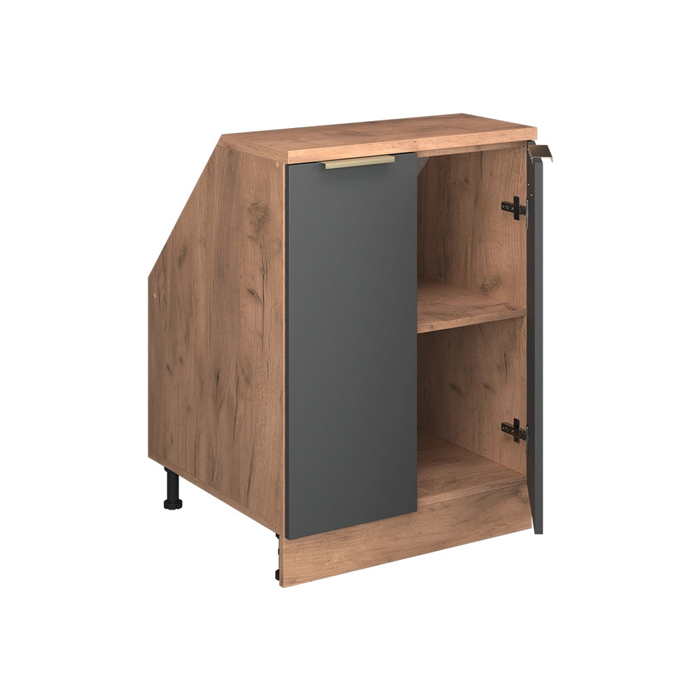 Mobile sottotetto Rion Antracite-oro/Rovere dorato 60 x 83.8 cm con 2 porte, carcassa 60 cm profondità Vicco
