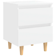 Comodino | Armadio da Notte | Mobiletto da notte con Gambe in Pino Massello Bianco 40x35x50 cm