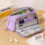 Etui per penna con grande capacità 3 cassette etui duraturo per ragazze adolescenti e design scolastico moderno.
