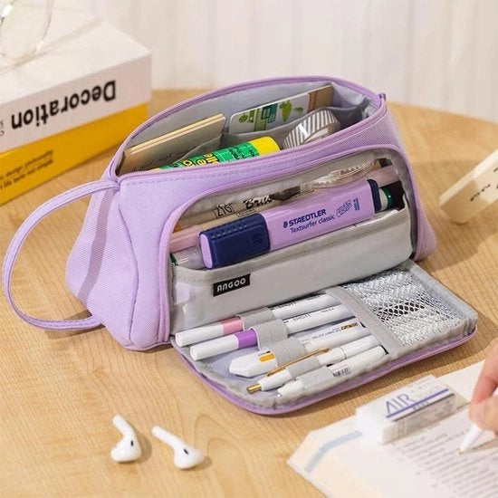 Etui per penna con grande capacità 3 cassette etui duraturo per ragazze adolescenti e design scolastico moderno.