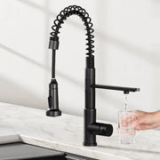Sistema a spirale 3 vie per rubinetto cucina, rubinetto cucina con scarico estraibile, rubinetto cucina, miscelatore rubinetto scarico cucina per installazione osmose e filtro acqua, in acciaio inox nero