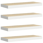 4 pz Scaffali a Parete | Ripiano a parete | Mensole a Parete Rovere e Bianco 60x23,5x3,8 cm in MDF