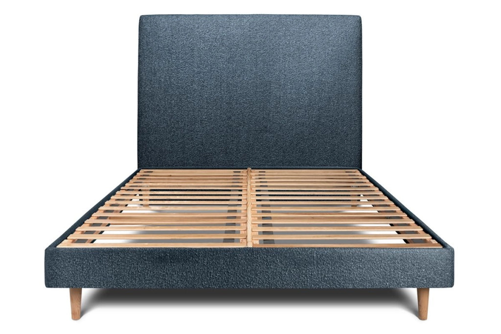Letto 135x190 cm con testata imbottita - tessuto bouclé