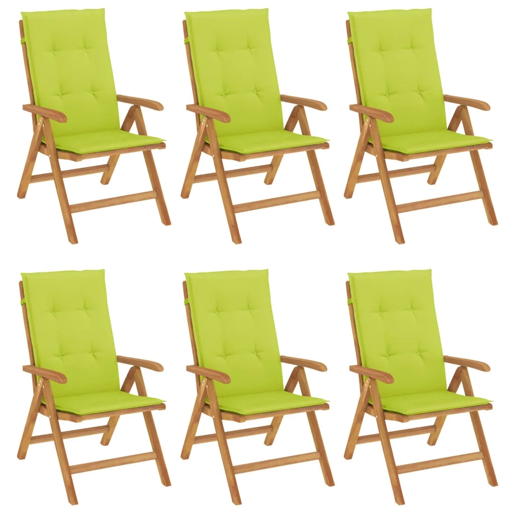 Sedie da Giardino Reclinabili con Cuscini 6 pz in Legno di Teakcod mxl 101036