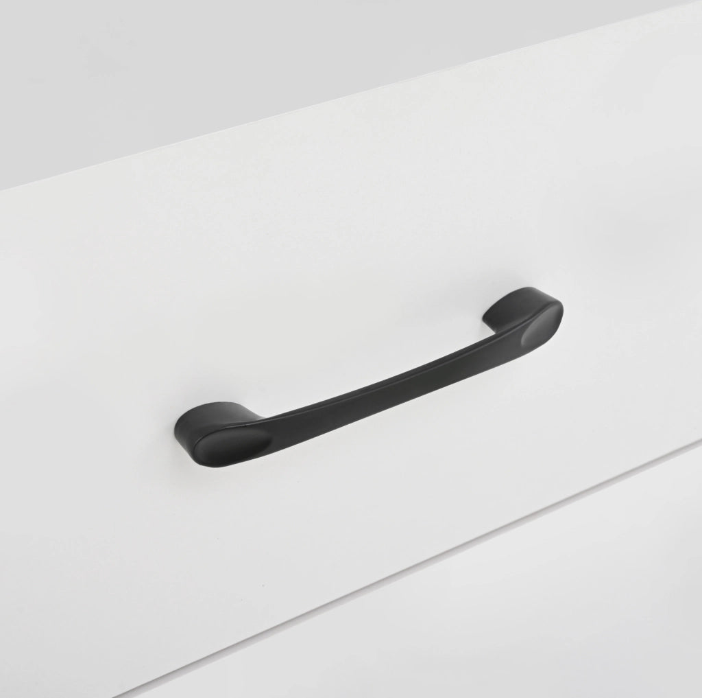 Vetrina angolare 104x35x155 cm con 3 armadi; 2 cassetti e 6 vani aperti; truciolare bianco