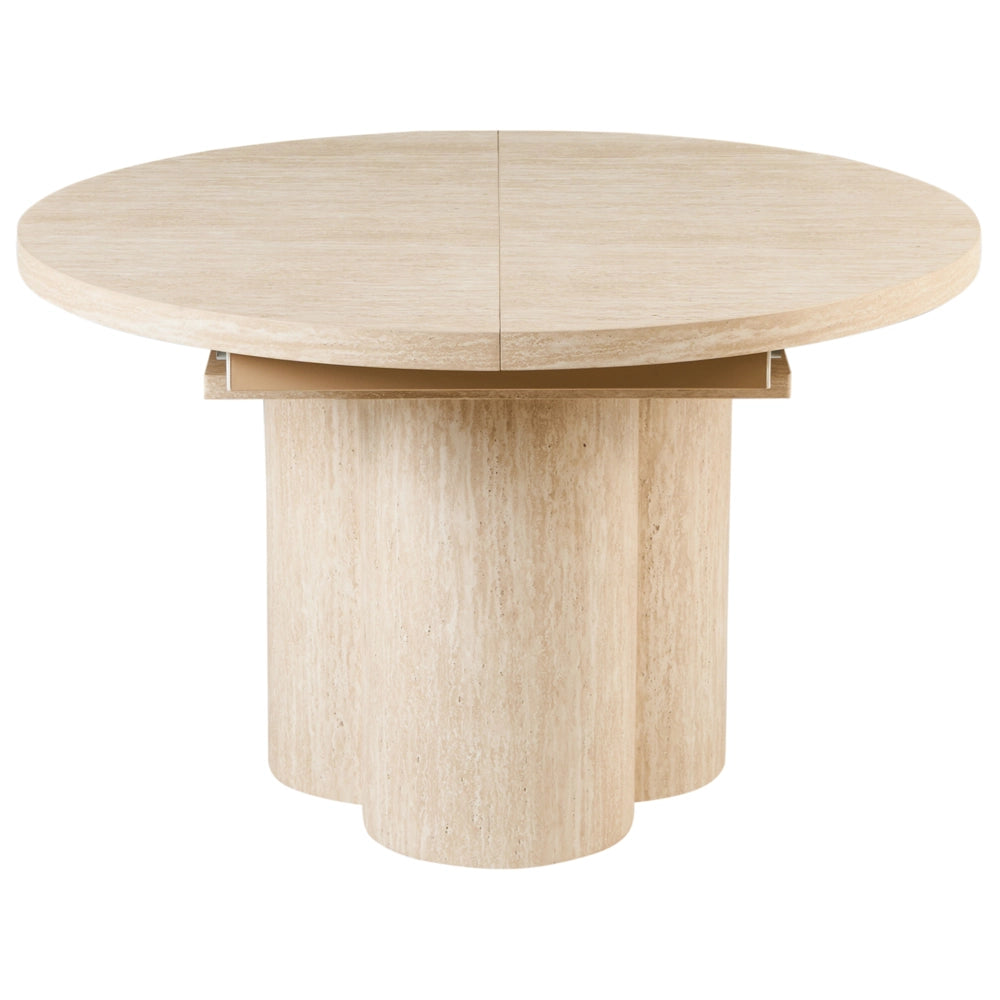 Tavolo da pranzo allungabile con ampia base a piedistallo MDF 120/160 x 76 cm Mobili per la sala da pranzo minimalisti Marrone chiaro