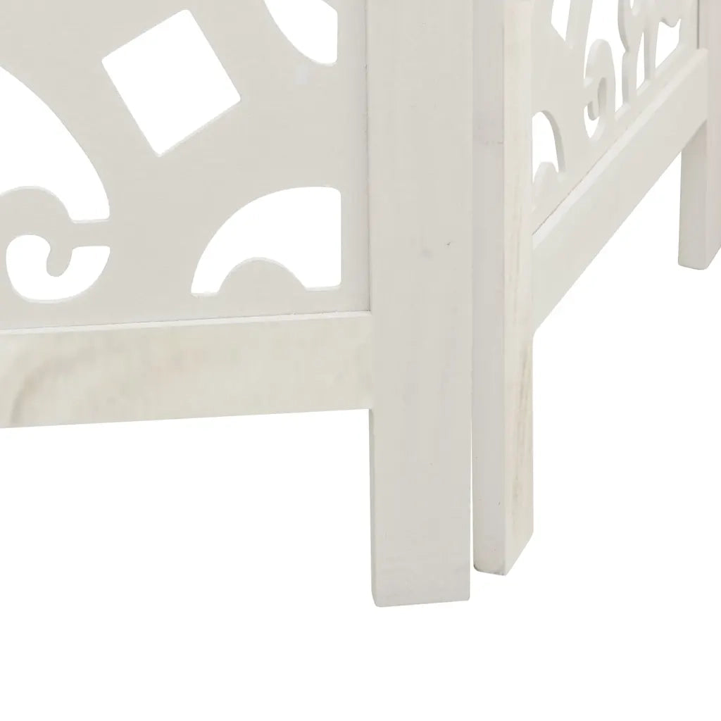 Divisorio Ambienti 4Pannelli Bianco Legno Massello di Paulownia 358737