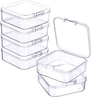6 pezzi - Contenitori in plastica con cerniere per contenitore in trasparenza - L 5.5 x B 5.5 x H 2cm - Miniastucci per medicinali, gioielli, oggetti da collezione e hobby - Contenitori mini stivabili - Trasparente