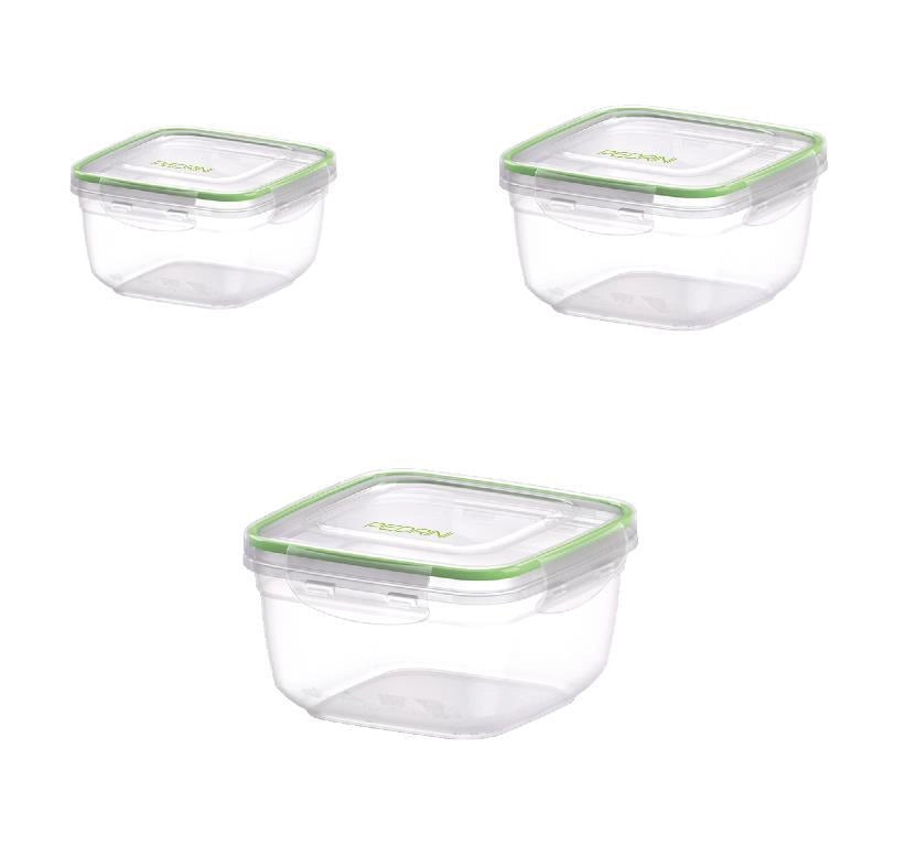 Set 3 Pezzi Frigobox Contenitori Quadrati Ermetici Pedrini