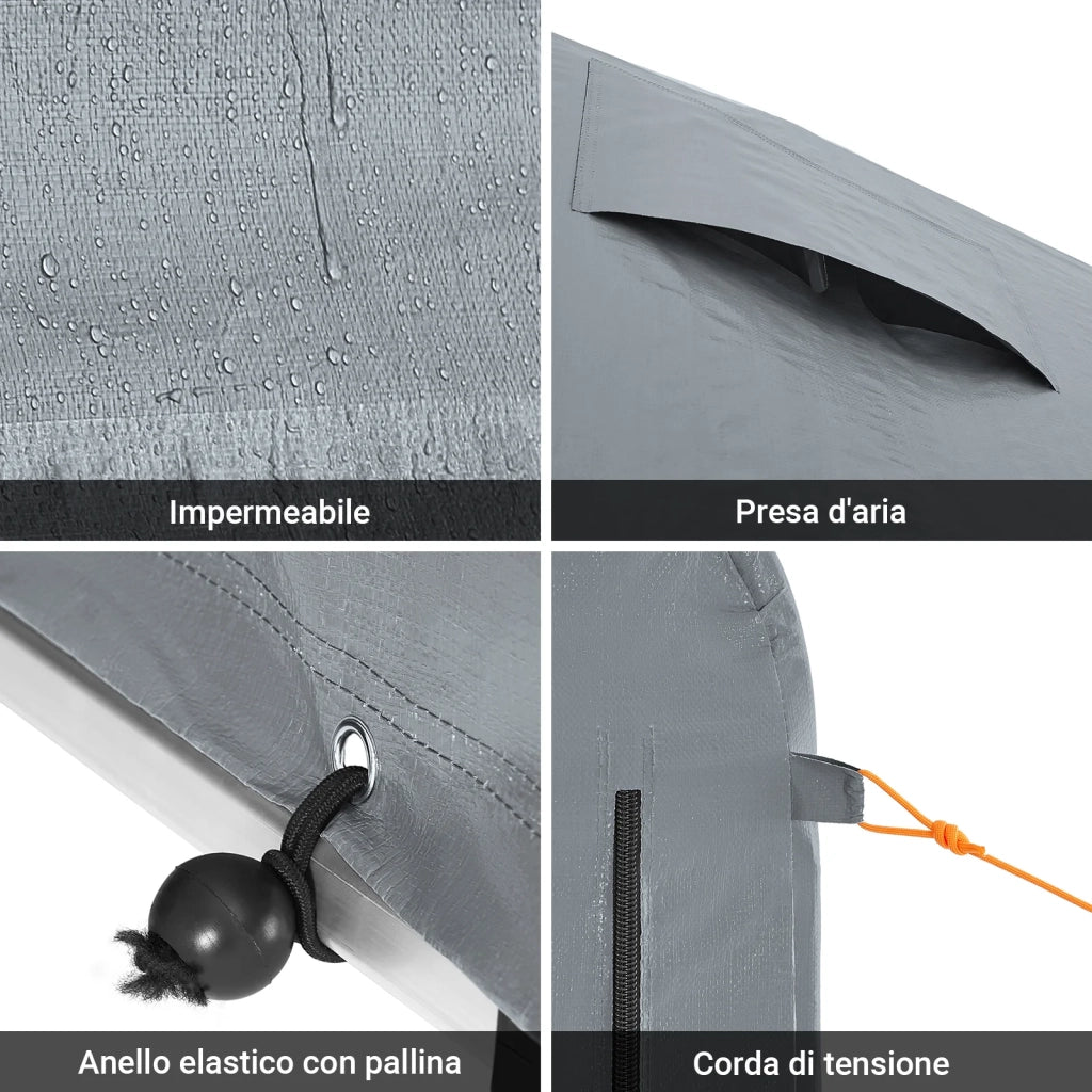 Sobuy Garage Auto per Esterno Tenda per Bicicletta Box Moto Impermeabile Tendone per Auto Moto e Attrezzi Capanno da Giardino e Ripostiglio da Esterno Grigio 120x176x163 cm KLS11-DG