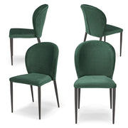 Set 4 sedie da pranzo imbottite in velluto GHIBLI LUX MADE IN ITALY, schienale a poltroncina, gambe robuste in metallo, design moderno, tessuto idrorepellente, colore Verde Smeraldo