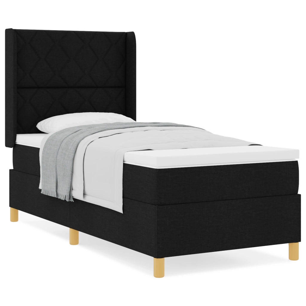 Letto a Rete con Materasso Nero 100x200 cm Tessuto