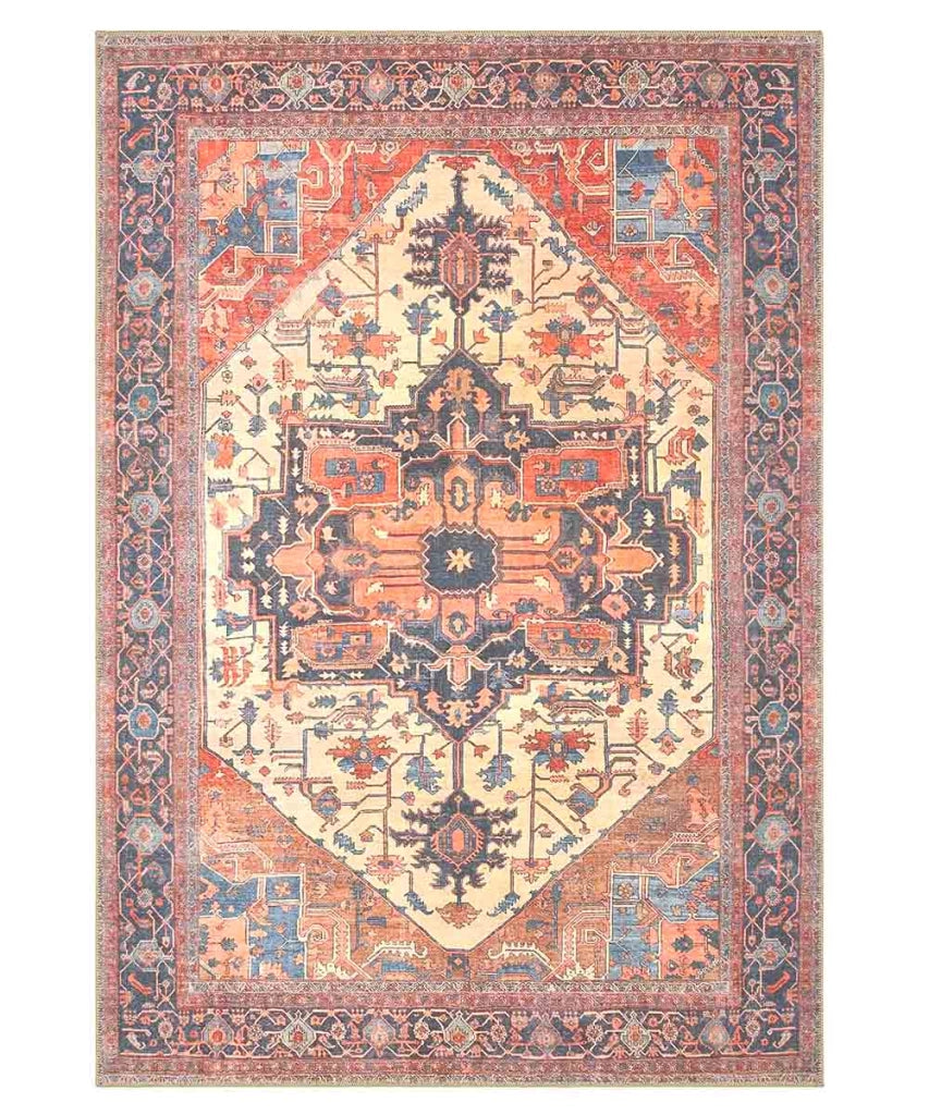 Tappeto arredo casa ORIENTAL TEHERAN CREMA MULTICOLORE cm.140x190 riproduzione disegno persiano classico in stile vintage. Tappeto lavabile per salotto, soggiorno, camera da letto.